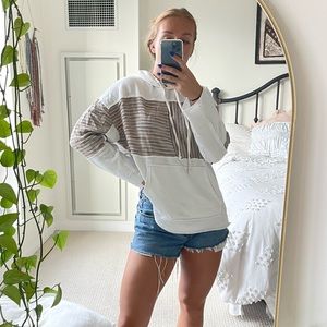 Urban Outfitters White and Brown Hoodie